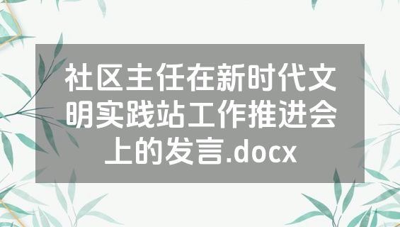 社区主任在新时代文明实践站工作推进会上的发言.docx