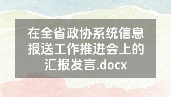 在全省政协系统信息报送工作推进会上的汇报发言.docx