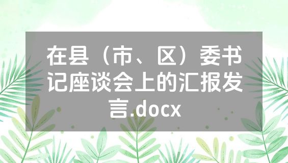 在县（市、区）委书记座谈会上的汇报发言.docx
