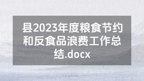县2023年度粮食节约和反食品浪费工作总结.docx