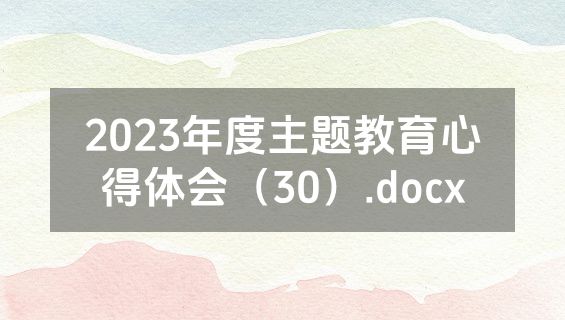 2023年度主题教育心得体会（30）.docx