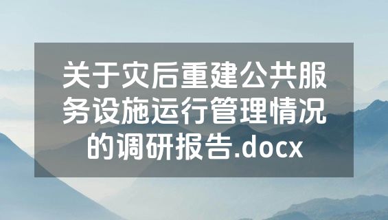 关于灾后重建公共服务设施运行管理情况的调研报告.docx