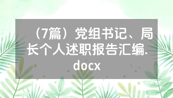 （7篇）党组书记、局长个人述职报告汇编.docx