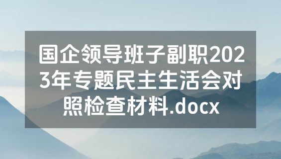 国企领导班子副职2023年专题民主生活会对照检查材料.docx