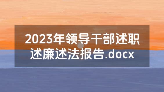 2023年领导干部述职述廉述法报告.docx