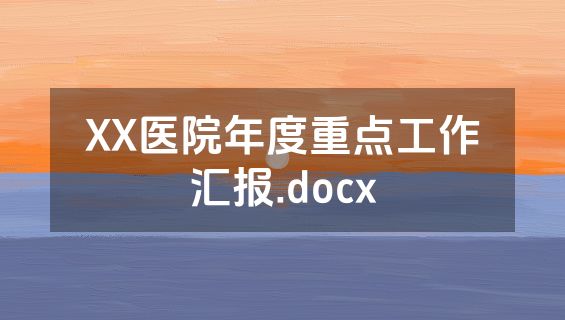XX医院年度重点工作汇报.docx
