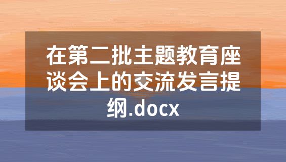 在第二批主题教育座谈会上的交流发言提纲.docx