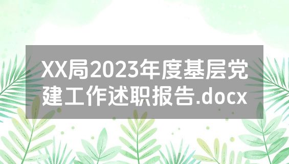 XX局2023年度基层党建工作述职报告.docx