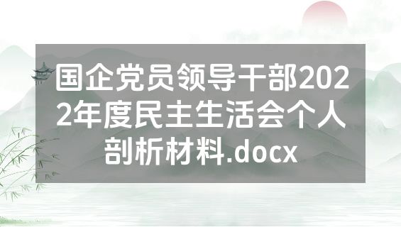 国企党员领导干部2022年度民主生活会个人剖析材料.docx