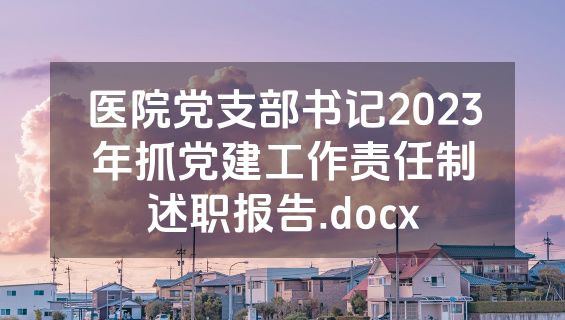 医院党支部书记2023年抓党建工作责任制述职报告.docx