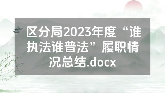 区分局2023年度“谁执法谁普法”履职情况总结.docx
