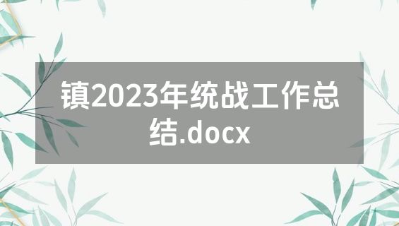镇2023年统战工作总结.docx