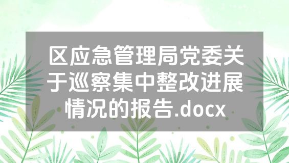 区应急管理局党委关于巡察集中整改进展情况的报告.docx