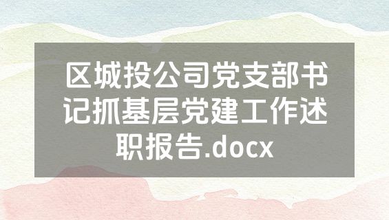 区城投公司党支部书记抓基层党建工作述职报告.docx