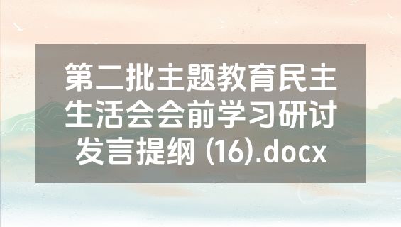 第二批主题教育民主生活会会前学习研讨发言提纲 (16).docx
