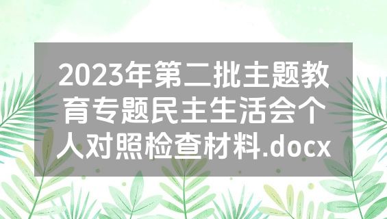2023年第二批主题教育专题民主生活会个人对照检查材料.docx