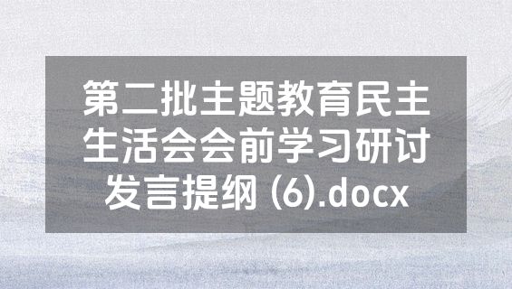 第二批主题教育民主生活会会前学习研讨发言提纲 (6).docx