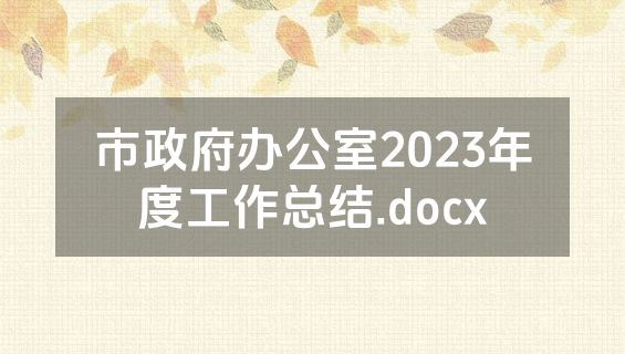 市政府办公室2023年度工作总结.docx
