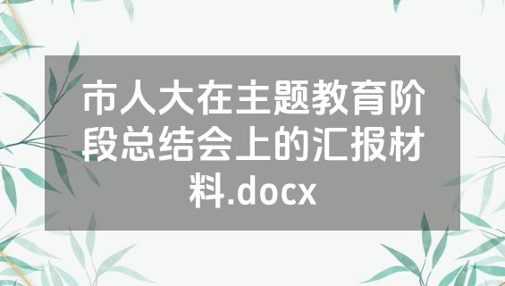 市人大在主题教育阶段总结会上的汇报材料.docx