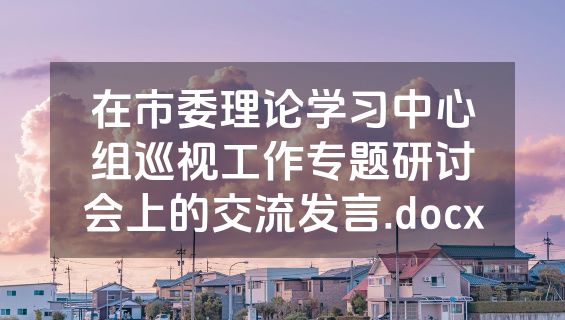 在市委理论学习中心组巡视工作专题研讨会上的交流发言.docx
