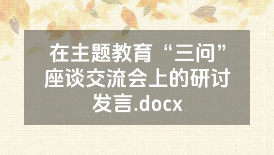 在主题教育“三问”座谈交流会上的研讨发言.docx