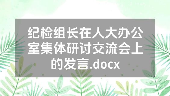 纪检组长在人大办公室集体研讨交流会上的发言.docx