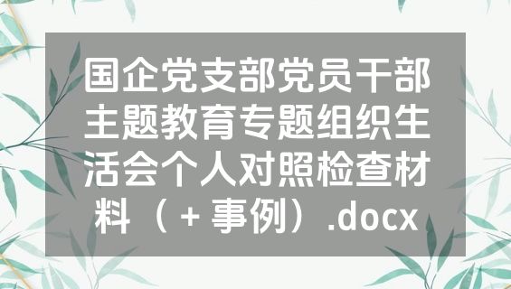 国企党支部党员干部主题教育专题组织生活会个人对照检查材料（＋事例）.docx