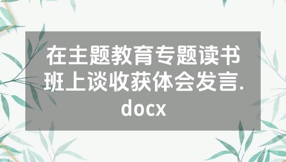 在主题教育专题读书班上谈收获体会发言.docx