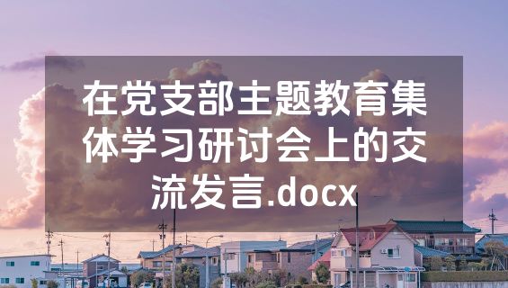 在党支部主题教育集体学习研讨会上的交流发言.docx