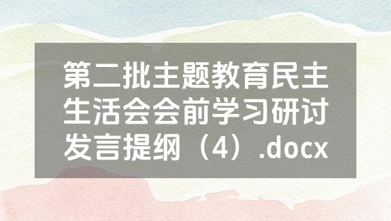 第二批主题教育民主生活会会前学习研讨发言提纲（4）.docx