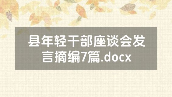 县年轻干部座谈会发言摘编7篇.docx
