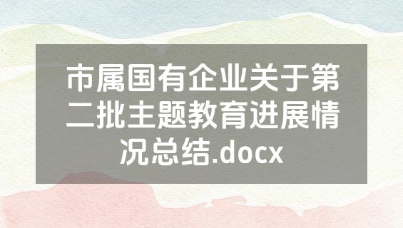 市属国有企业关于第二批主题教育进展情况总结.docx