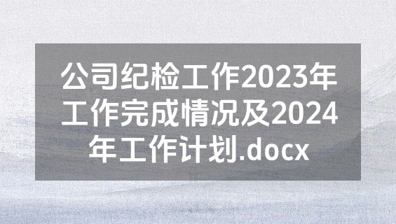 公司纪检工作2023年工作完成情况及2024年工作计划.docx