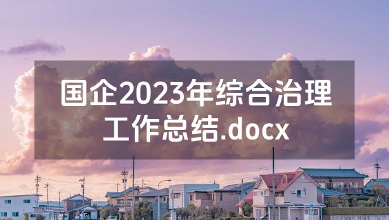 国企2023年综合治理工作总结.docx