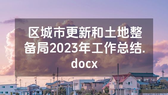 区城市更新和土地整备局2023年工作总结.docx