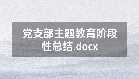 党支部主题教育阶段性总结.docx