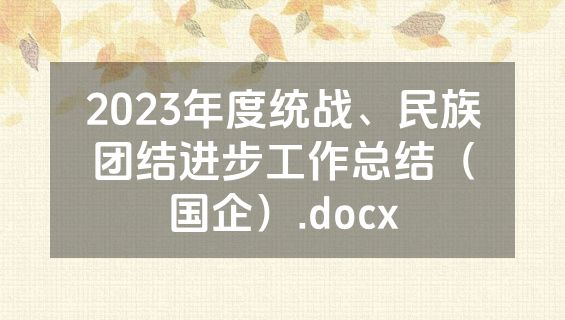 2023年度统战、民族团结进步工作总结（国企）.docx