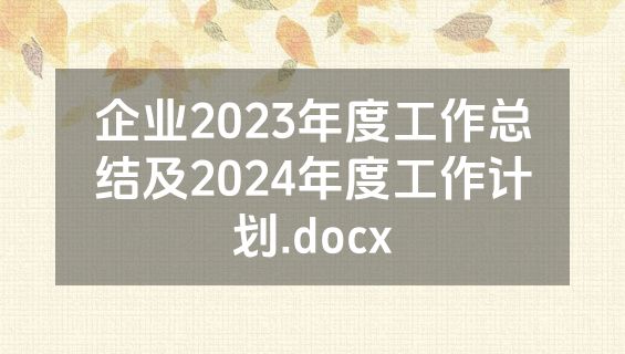 企业2023年度工作总结及2024年度工作计划.docx