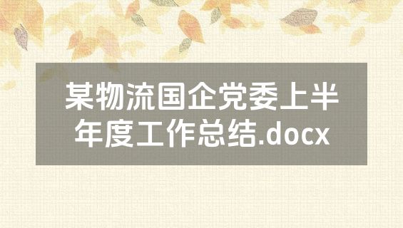 某物流国企党委上半年度工作总结.docx