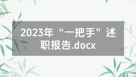 2023年“一把手”述职报告.docx