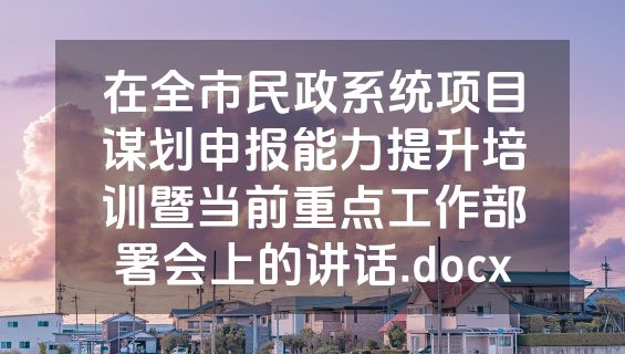 在全市民政系统项目谋划申报能力提升培训暨当前重点工作部署会上的讲话.docx