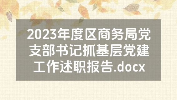 2023年度区商务局党支部书记抓基层党建工作述职报告.docx