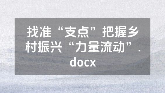 找准“支点”把握乡村振兴“力量流动”.docx