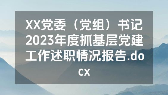 XX党委（党组）书记2023年度抓基层党建工作述职情况报告.docx