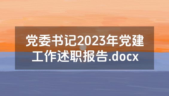 党委书记2023年党建工作述职报告.docx
