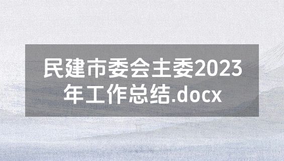民建市委会主委2023年工作总结.docx