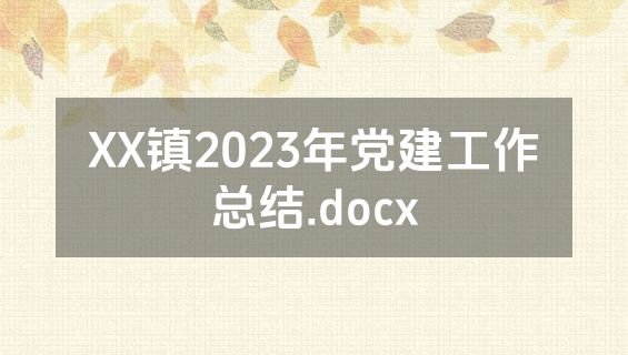 XX镇2023年党建工作总结.docx