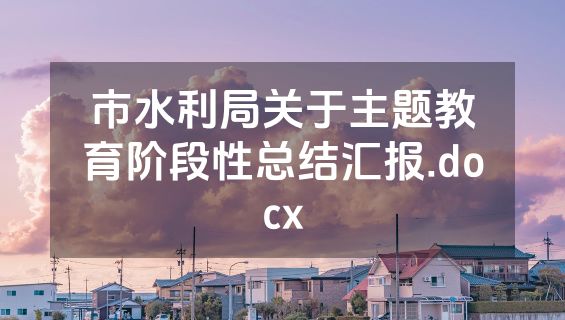 市水利局关于主题教育阶段性总结汇报.docx