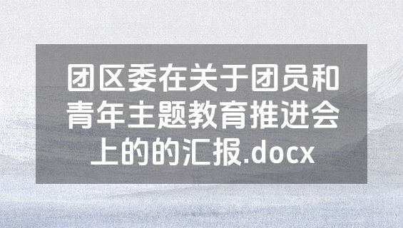 团区委在关于团员和青年主题教育推进会上的的汇报.docx