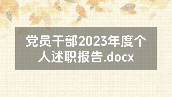 党员干部2023年度个人述职报告.docx